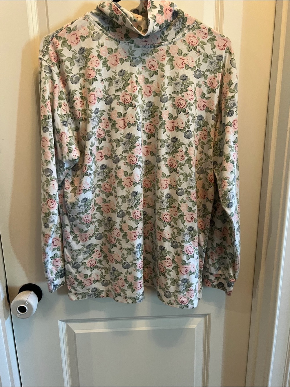 VTG Lauren Brooke Rose Print Turtleneck Size 22W Granny Cottage Core 90s
